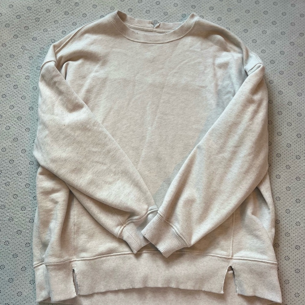 Aerie Cream Crewneck Sweater Soft Knit